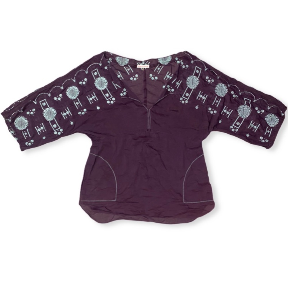 Rebecca Taylor Silk Blend Embroidered Blouse Rare